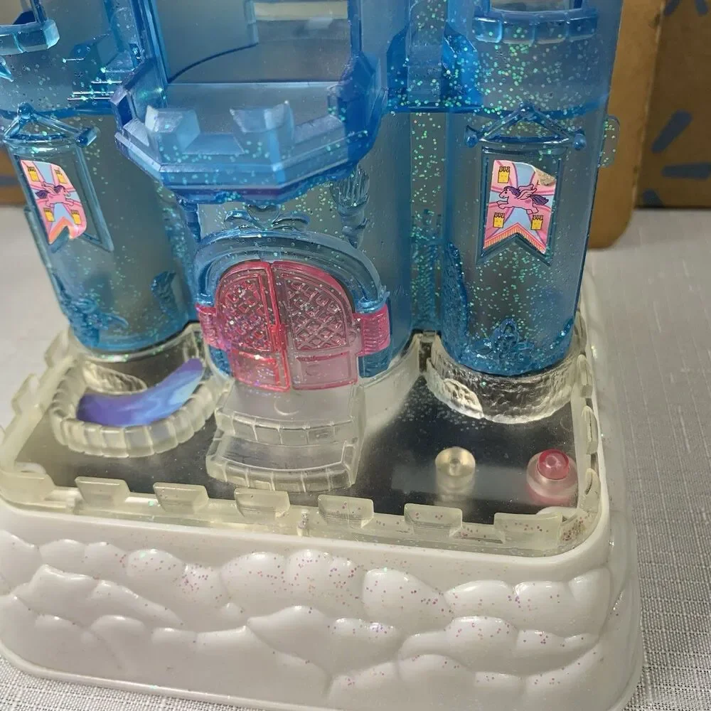 Vintage blue box tiny dream light up crystal castle And Some Accessories Horses
